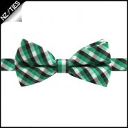 Boys Green, Black And White Check Bow Tie