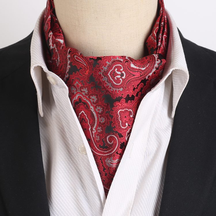 Black, Red, White & Grey Paisley Ascot Cravat