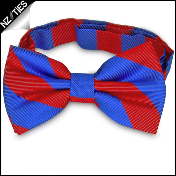 Red & Blue Stripes Mens Bow Tie