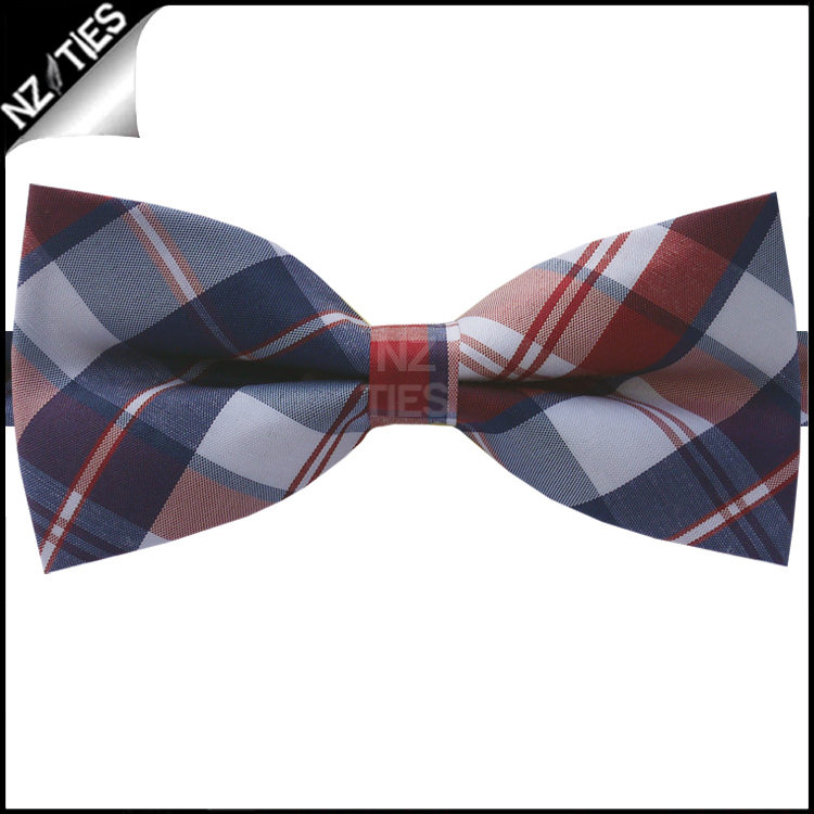 Blue, Red & White Tartan Bow Tie