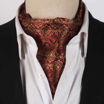 Red With Gold Damask Design Ascot Cravat
