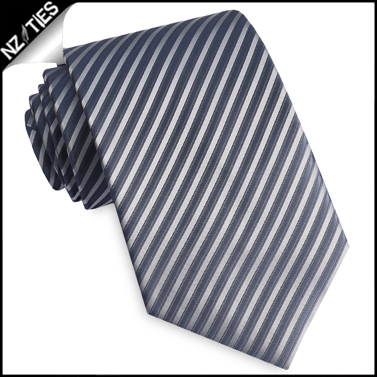 Dark Grey & Silver Thin Stripes Mens Necktie