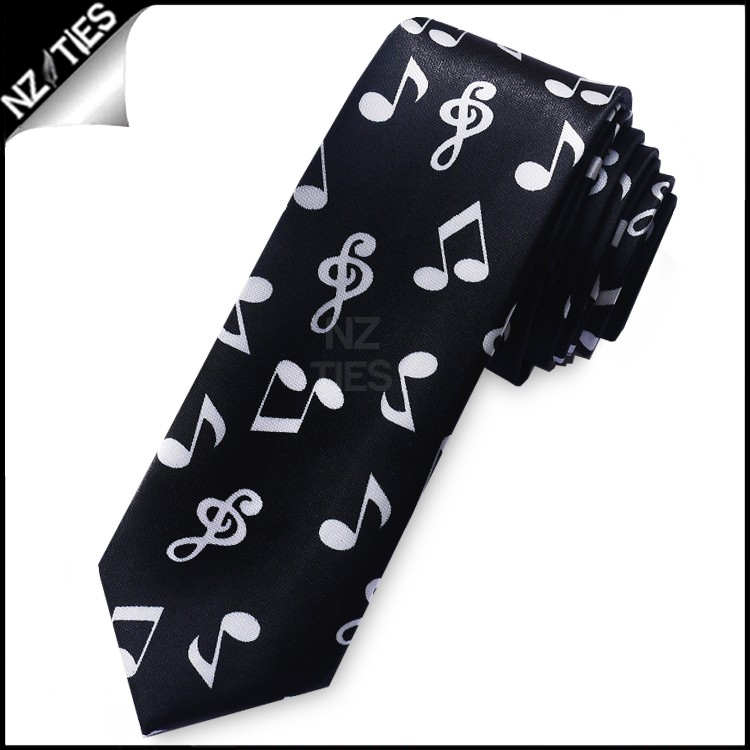 Music Notes Mens Skinny Necktie