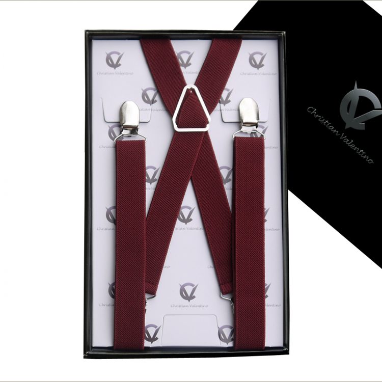 Burgundy X2.5cm Men's Braces Suspenders