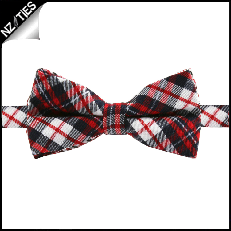 Boys Midnight, Red and White Tartan Bow Tie