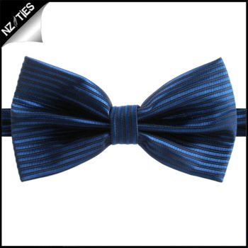 Navy Blue & Black Stripes Bow Tie