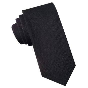 Black Cotton Blend Skinny Tie