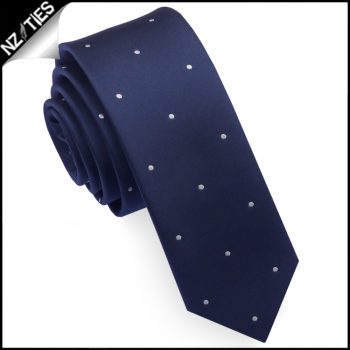 Midnight Blue Pin Dot Mens Skinny Necktie