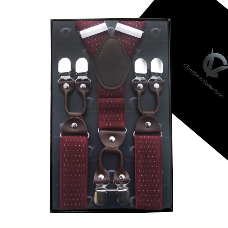 Burgundy Red Pin Dot Leather Attachment 3.5 Braces