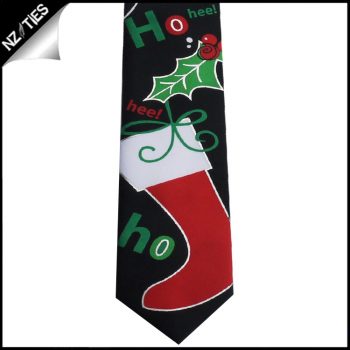Black Stockings Hohoho Christmas Tie
