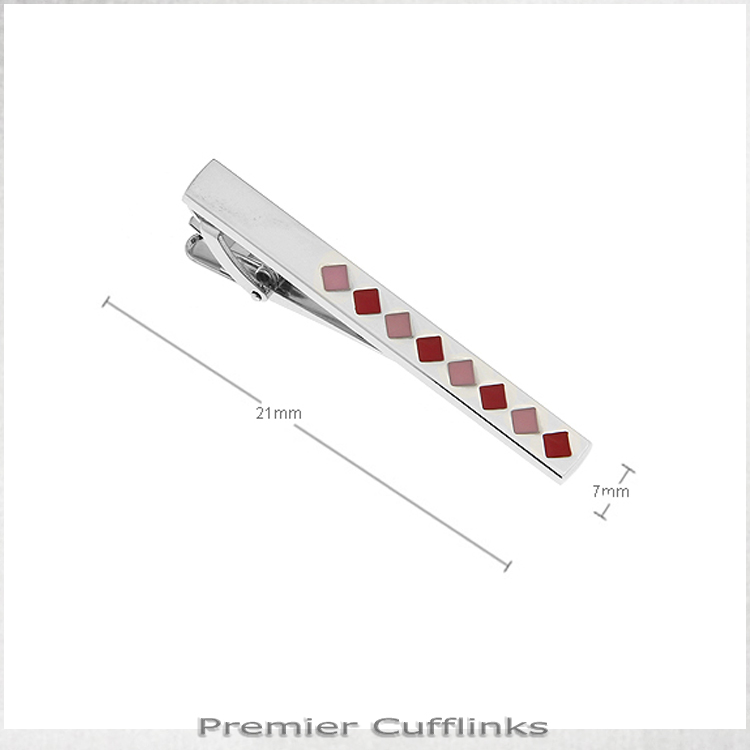 Silver with Red & Pink Diamonds Tie Clip 2