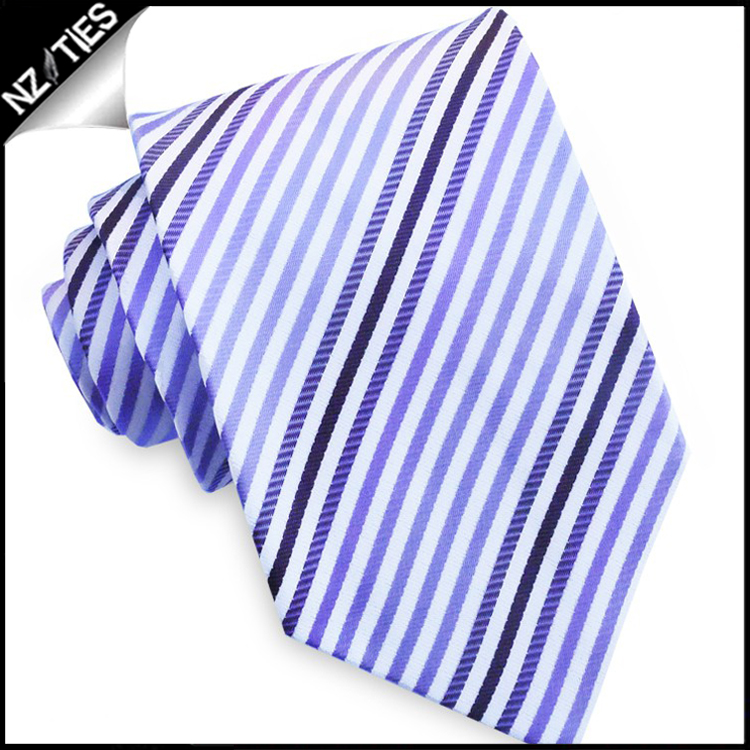 White with Purple Thin Stripes Mens Tie
