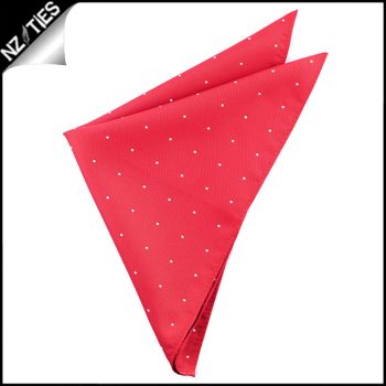 Cherry Red Pin Dot Pocket Square Handkerchief