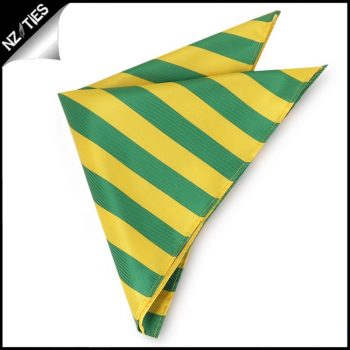 Green & Yellow Striped Pocket Square Handkerchief
