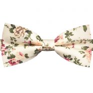 Ivory With Green & Red Floral Pattern Bow Tie