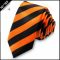 Orange & Black Mens Striped Skinny Necktie