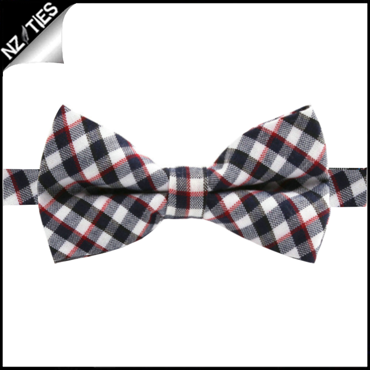 Boys Black & White Check with Red Highlights Bow Tie