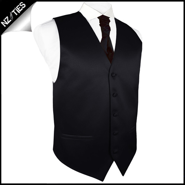 Mens Black Waistcoat Vest 34" / 87cm S 2