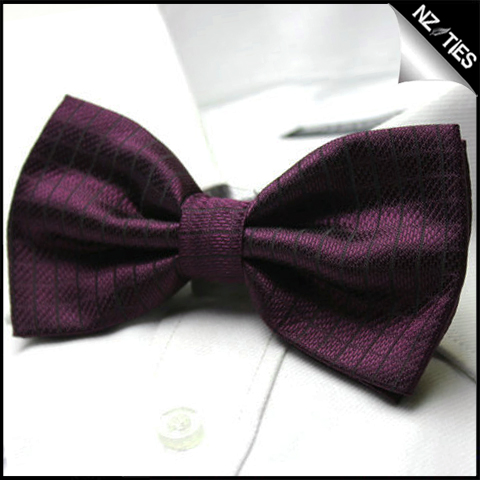 Mens Purple Check Bow Tie