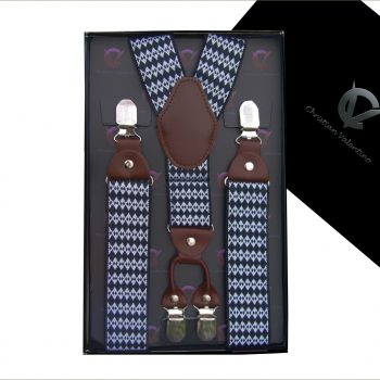 Black & White Harlequin Leather Attachment 3.5cm XL Braces