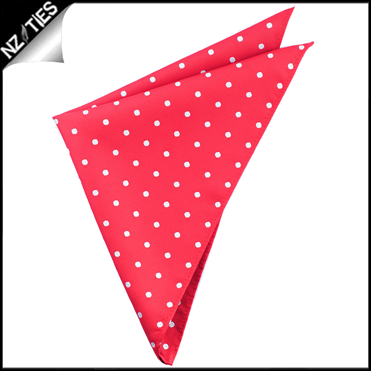 Cherry Red Polka Dot Pocket Square Handkerchief