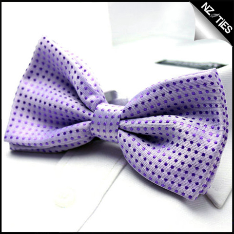 Mens Purple Polkadots Bow Tie