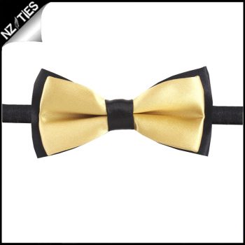 Boys Light Gold With Black Back Bow Tie