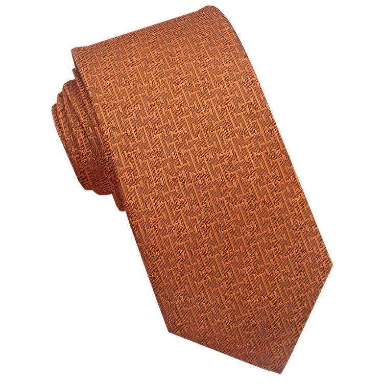 Burnt Orange Bar Texture Mens 7cm Necktie