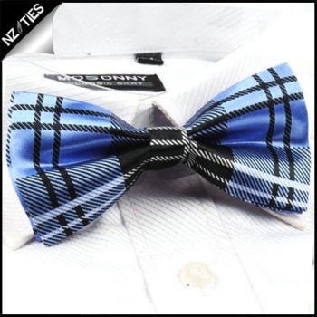 Blue And Black Tartan Bow Tie