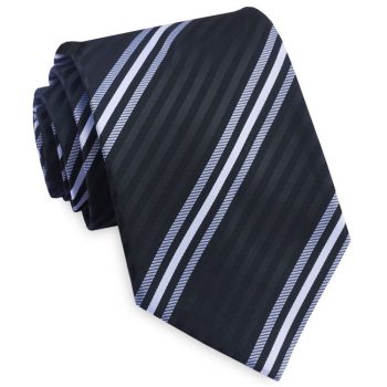 Black, White & Grey Narrow Stripes Mens Tie