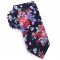 Black with Red, White & Purple Floral Pattern Men's Skinny Tie