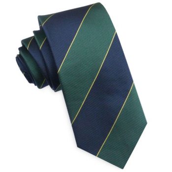 Blue, Green & Gold Stripes Mens Necktie