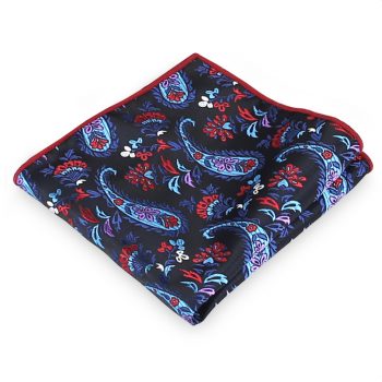 Blue, Pink, Red & White Floral Paisley Pocket Square