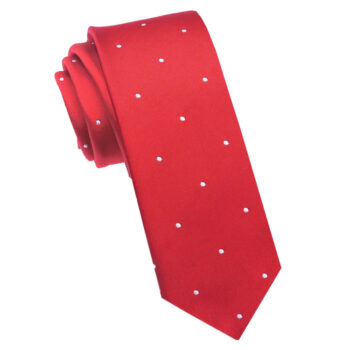 Cherry Red Pin Dot Mens Skinny Tie