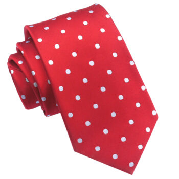 Cherry Red Polka Dot Mens Tie