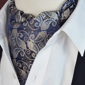 Dark Blue & Gold Paisley Ascot Cravat