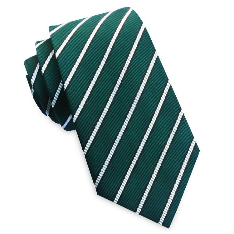 Emerald Green with Thin White & Brown Stripes Slim Tie