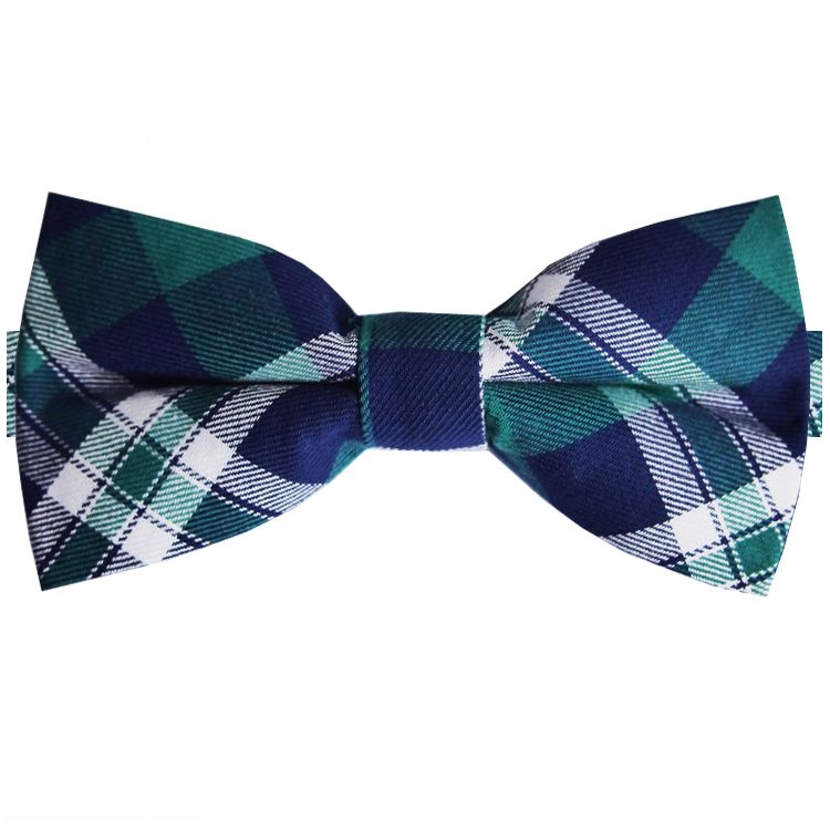 Green, Blue & White Tartan Bow Tie
