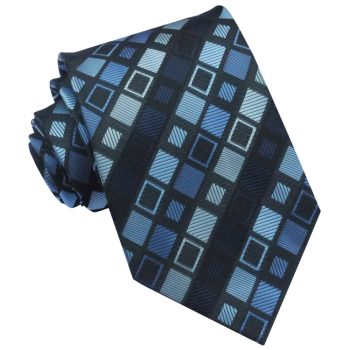 Light & Dark Blue Retro Squares Mens Tie