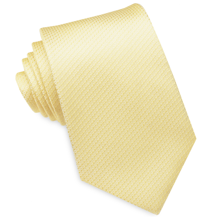 Light Gold Yellow Woven Texture Mens Tie