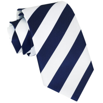 Navy Blue & White Stripes Mens Sports Tie