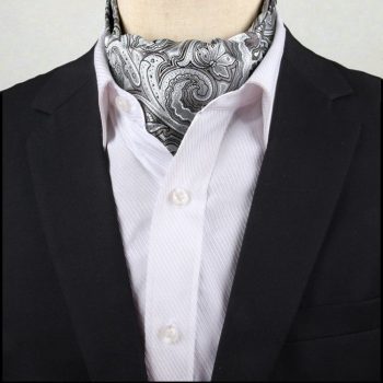 Men’s Light Silver Paisley Ascot Cravat