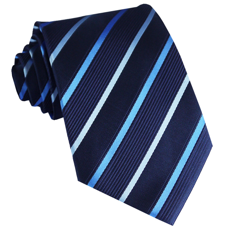 Midnight with Sky Blue and Cobalt Stripes Mens Tie