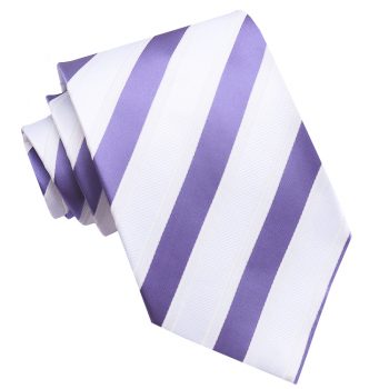 Purple, White & Ivory Stripes Mens Tie
