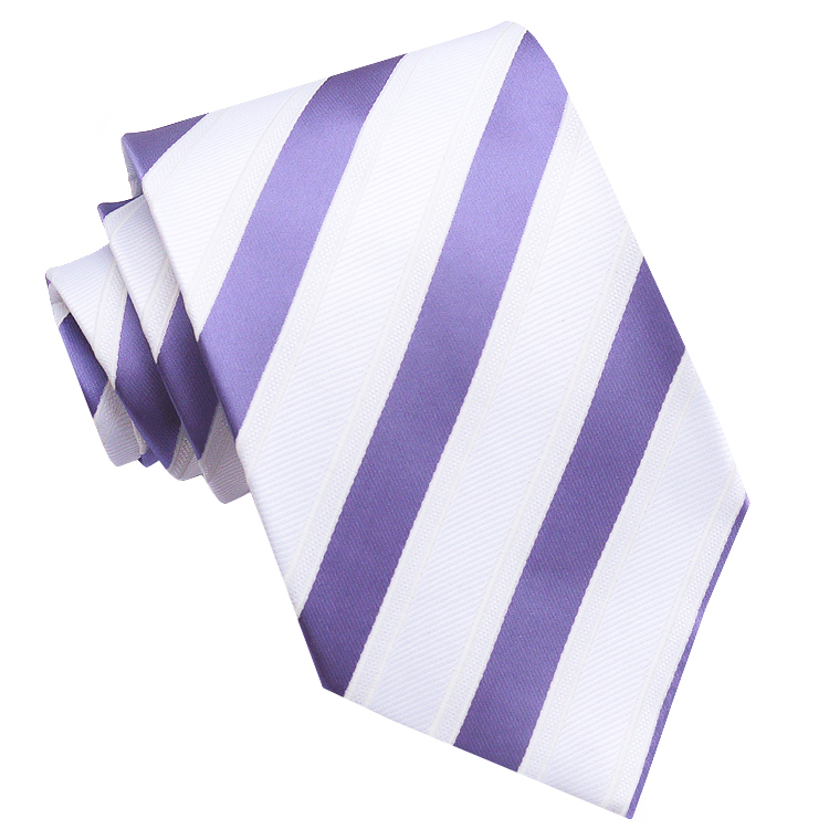 Purple, White & Ivory Stripes Mens Tie