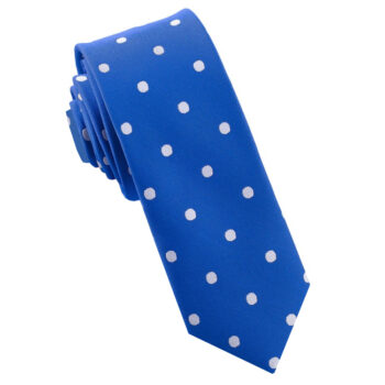 Royal Blue Polka Dot Mens Skinny Tie