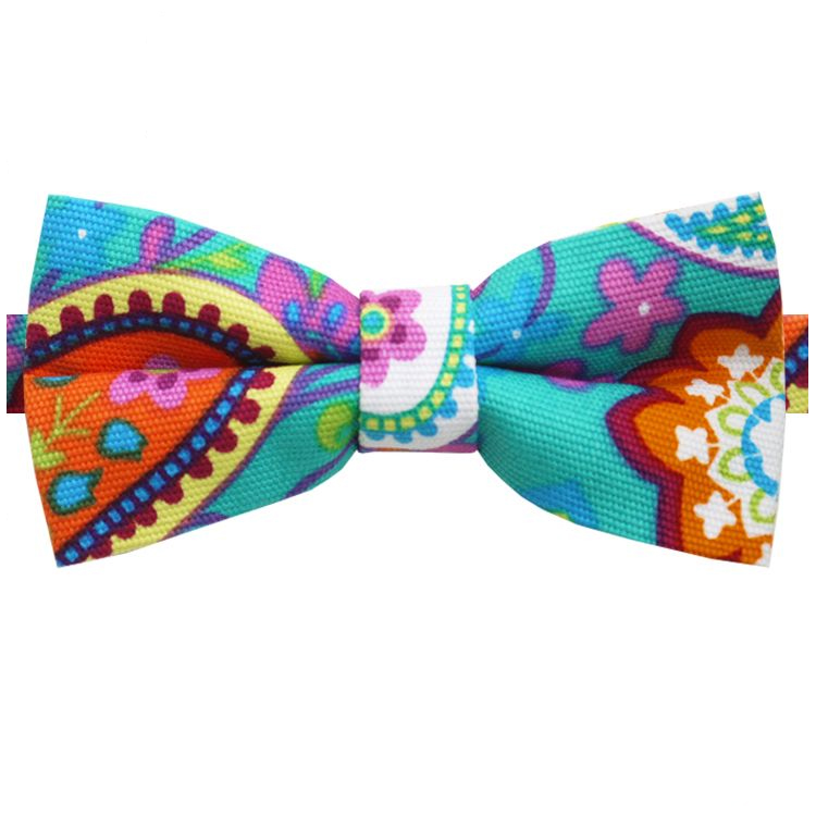 Turquoise, Pink, Yellow & Orange Floral Bow Tie