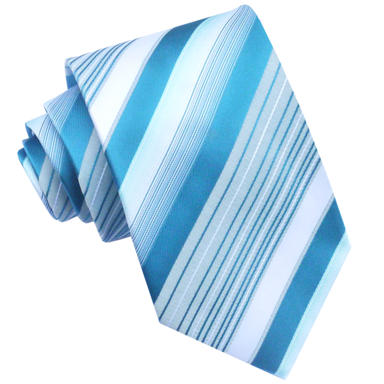 Turquoise & White Stripes Mens Tie