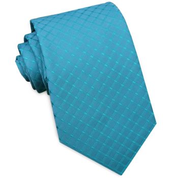 Turquoise With Grids Mens Tie