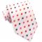 White with Orange, Black, Red and Pink Polkadots Mens Tie
